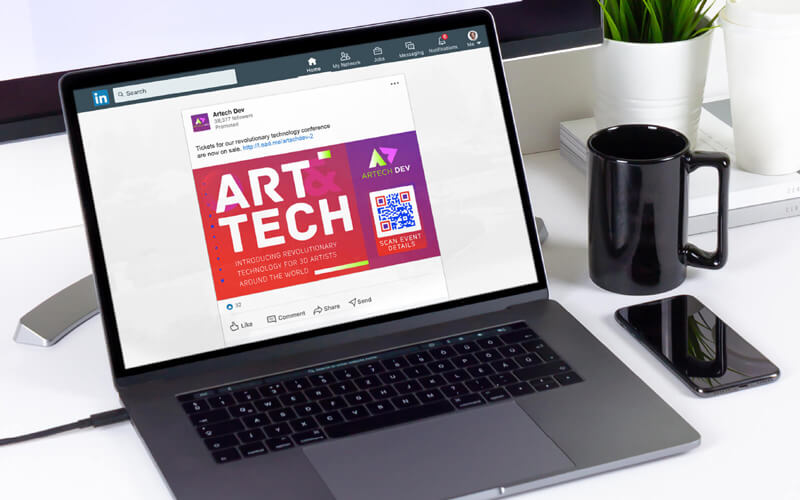 QR Code example on a LinkedIn post