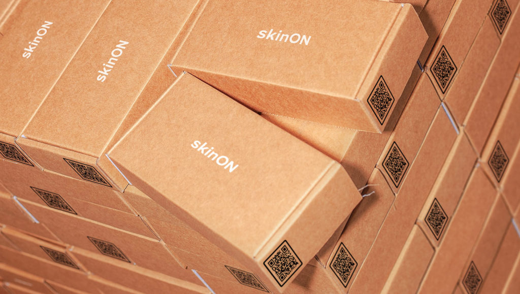 An example of a QR Code on boxed packages as part of a shipment