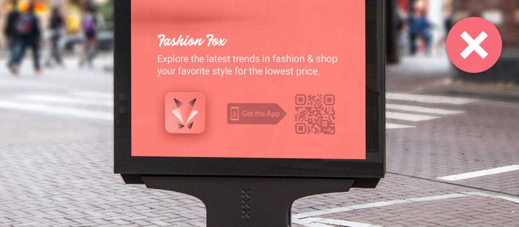 A QR code with poor color contrast.