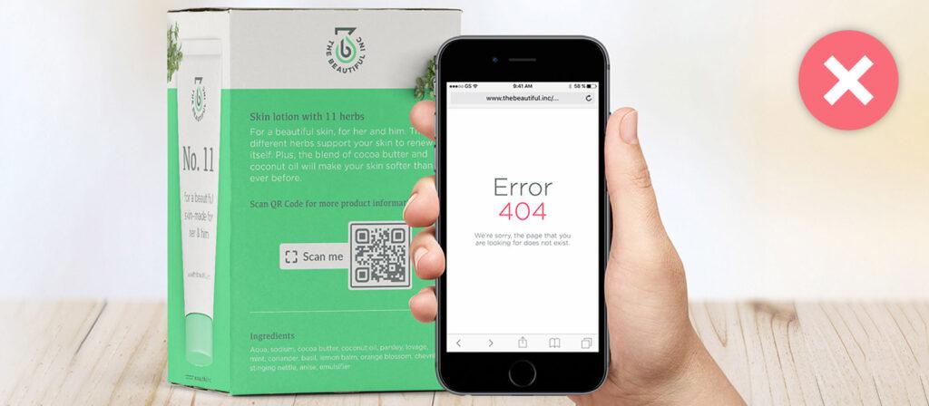 A phone showing a 404 screen.