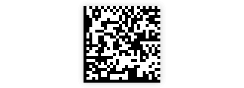 A black and white data matrix code