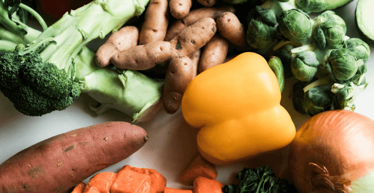 An array of different organic vegetables