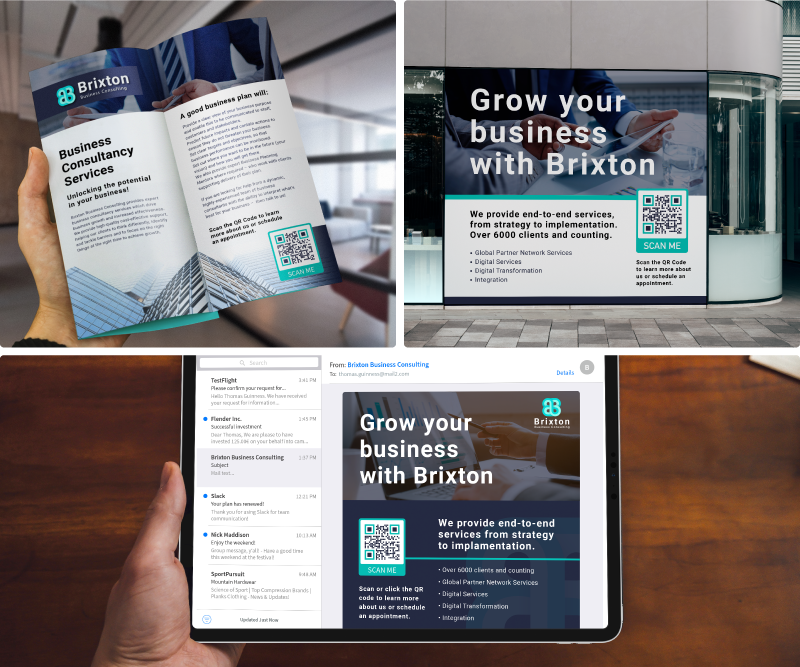 The same QR Code being used on different marketing mediums for multi-channel marketing