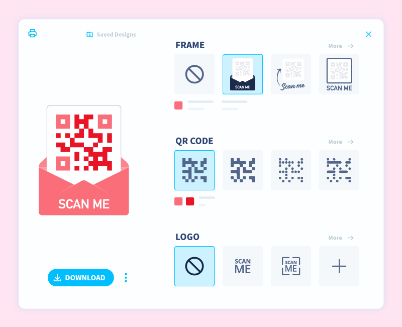 The QR Code customization panel in a QR Code Generator Pro account