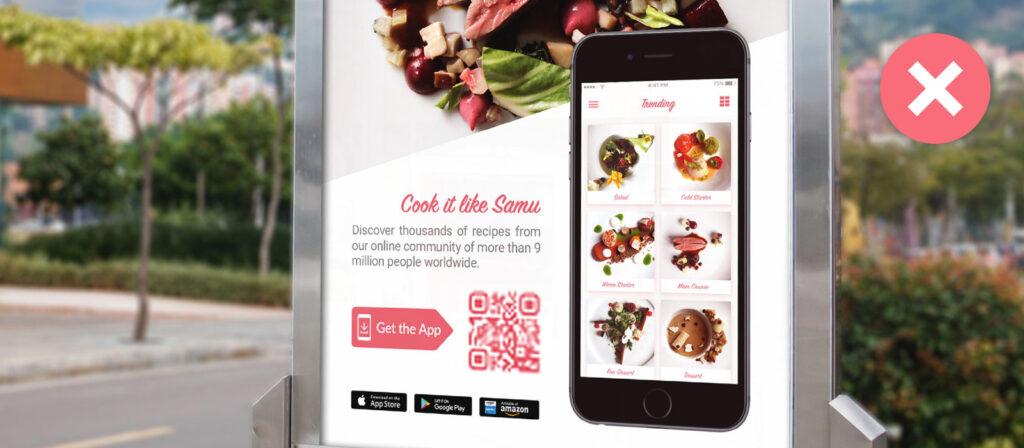A poster with a blurry QR Code.