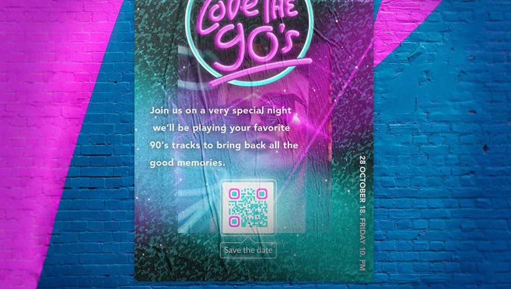 A QR Code on a print poster ad connects users with all the event info digitally