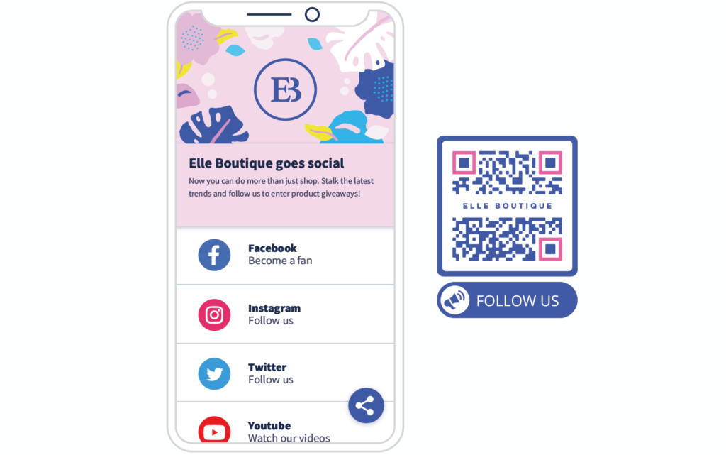 An example of a custom Social Media QR Code