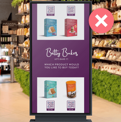 QR Codes on a display poster at the appropriate eye level for scanning