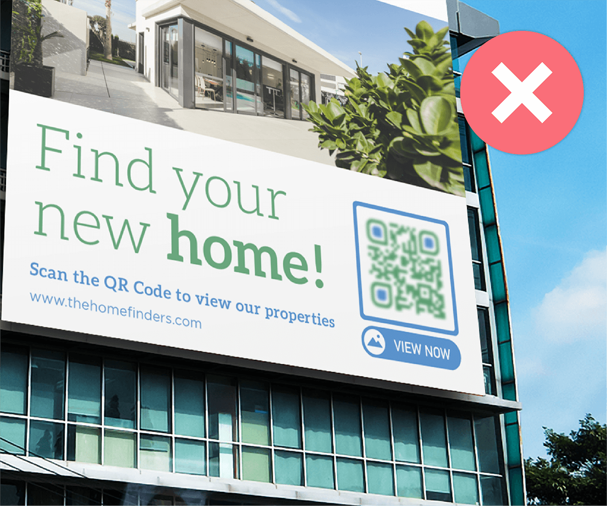 A blurry QR Code on a large sign may not be scannable