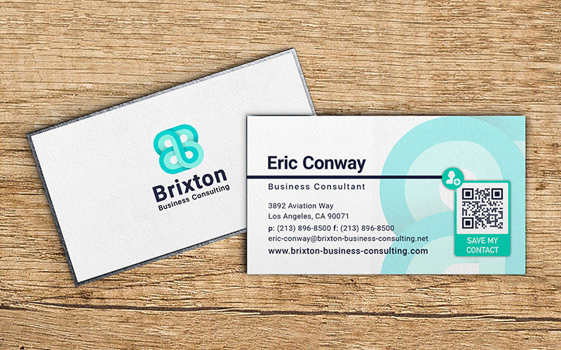 A business card with a QR Code.