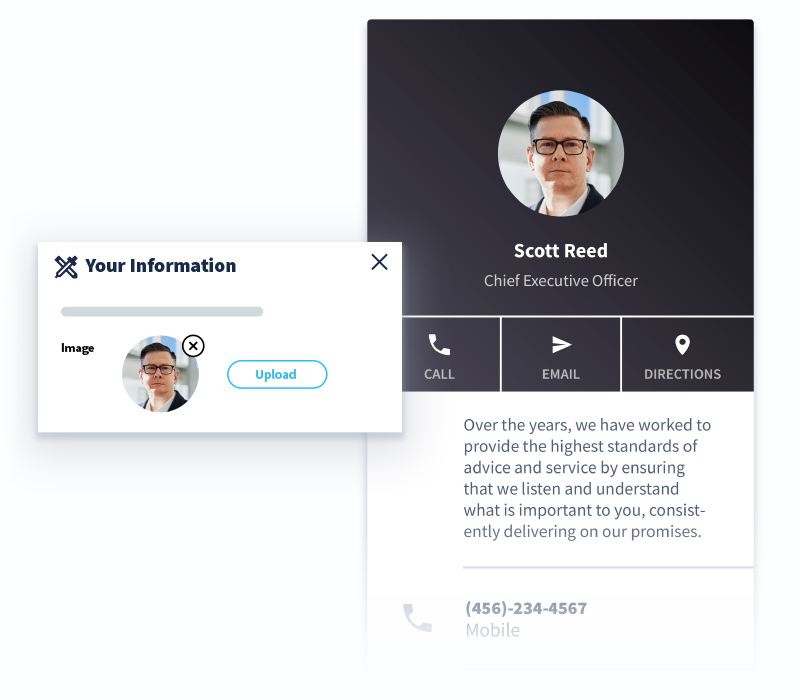 Adding an image to a digital business card.