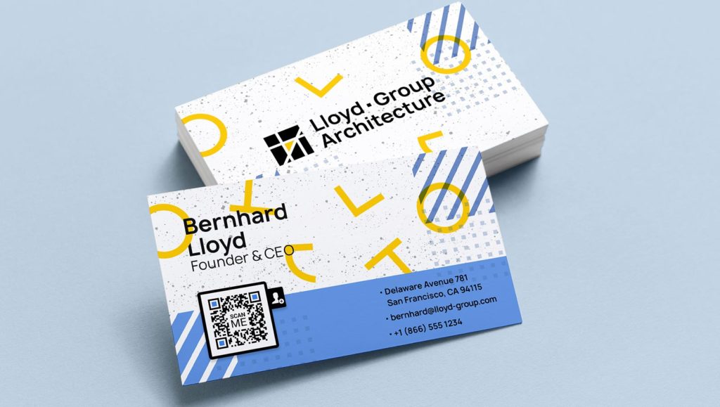 An architect's business card includes a QR Code that allows scanners to view a resume