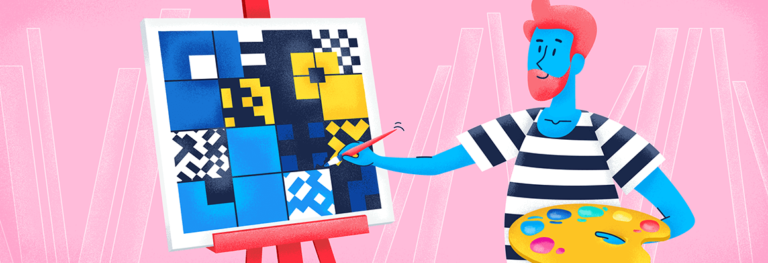 Person painting a QR code puzzle