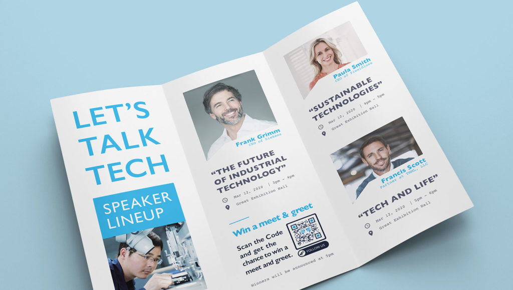 An example of a QR Code to promote a giveaway contest on a print brochure