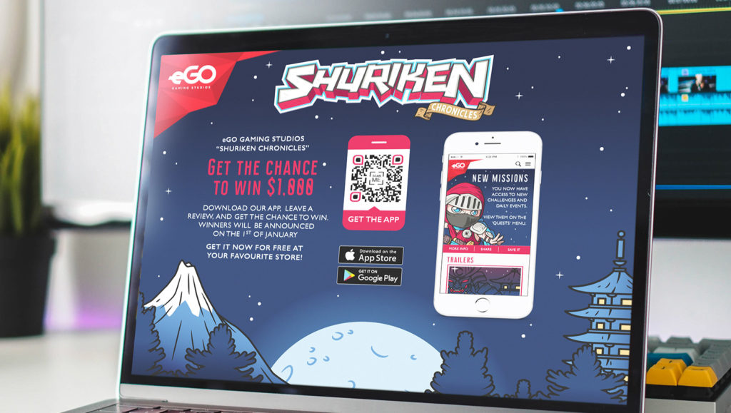 An example of a QR Code on a landing page to promote an app-related giveaway contest