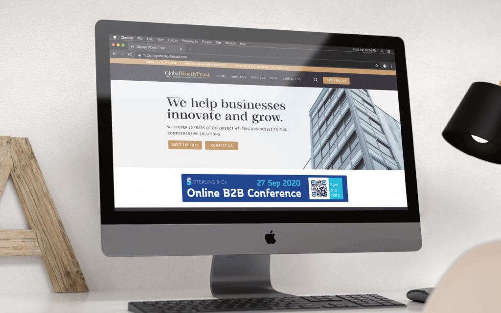 Example of a QR Code on a website banner