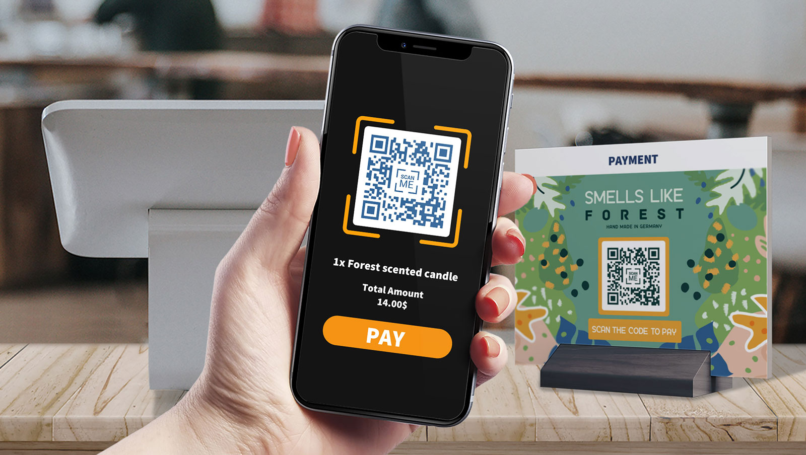 A user making a bitcoin payment via mobile by scanning a merchant’s QR Code