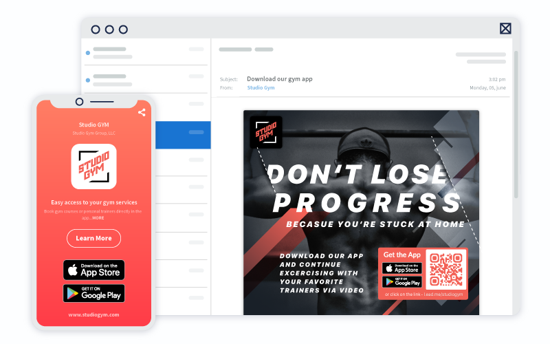 Web page and phone screen with QR codes.