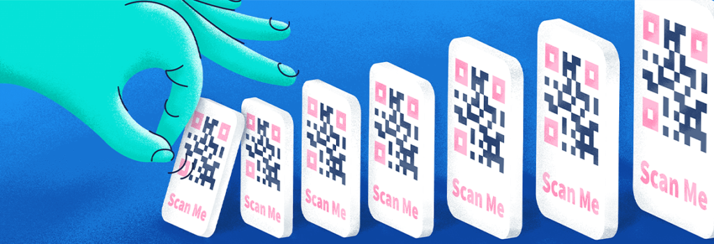 QR codes lined up being knocked down