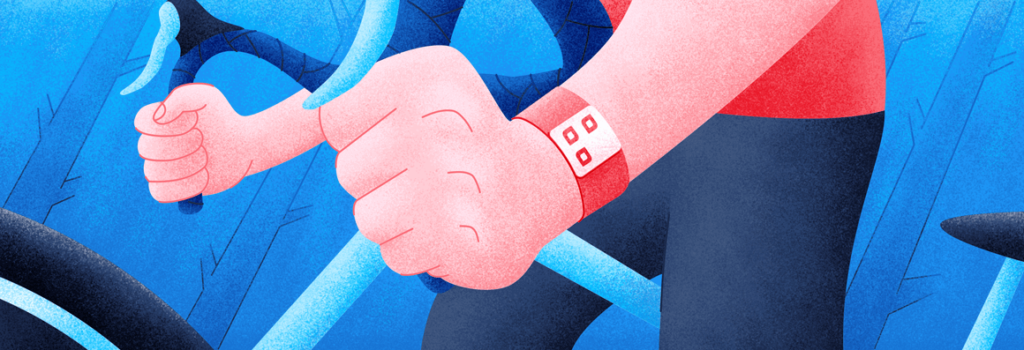 A QR Code displayed on a wristband.