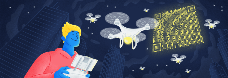 Brilliant moments when QR Code drones projected across the sky-