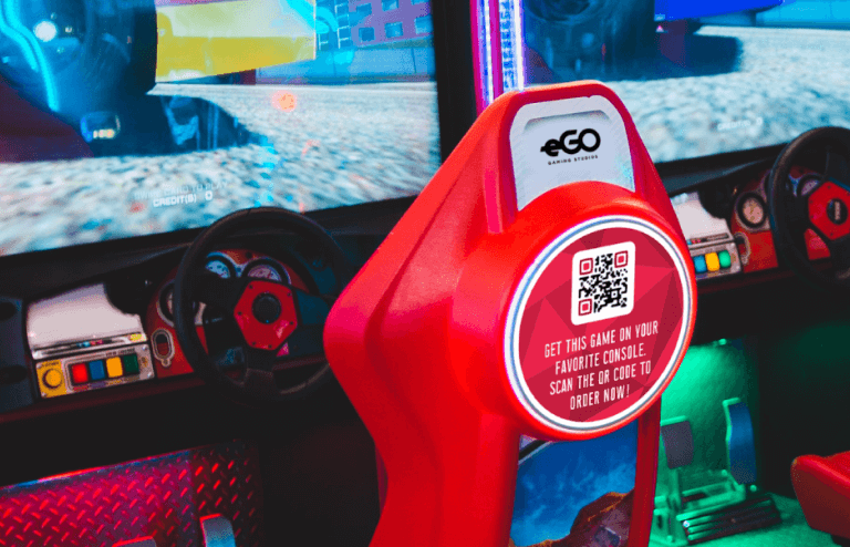 QR Codes on an interactive game make it possible for event attendees to try the game their own by accessing it on their mobile device