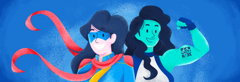 A cartoon drawing of Ms. Marvel and She-Hulk