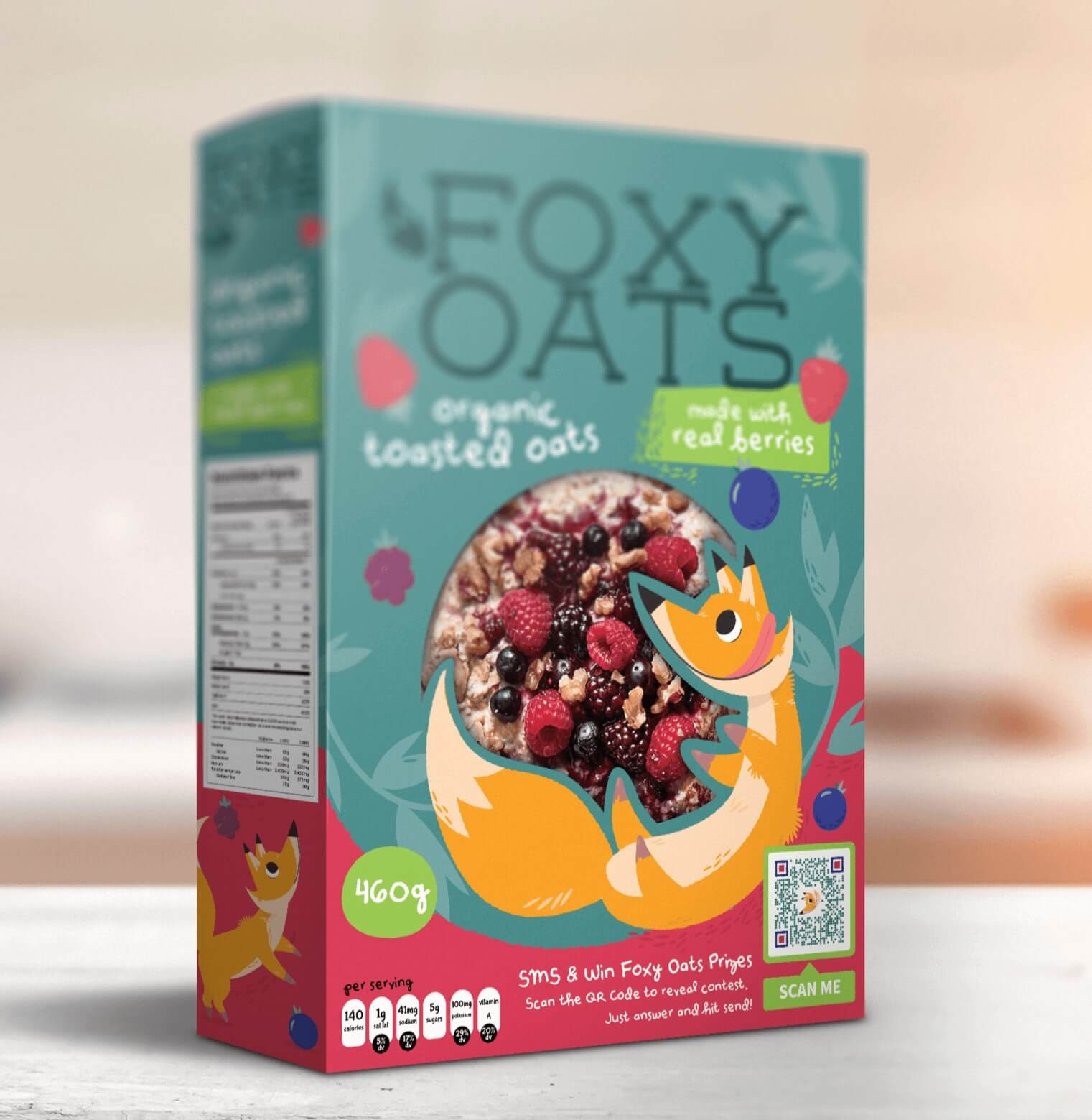 Foxy Oats packaging invites customers to engage with the packaging in a new way via a QR Code.