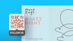 QR code on a minimalist white brochure for "Anna Cafe" with a "Follow Us" call to action