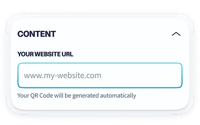 A screenshot of the QR code content form with a website URL input field