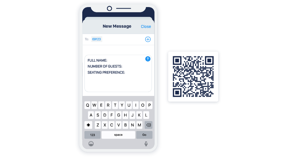 QR Code Queue System with a pre-filled text message