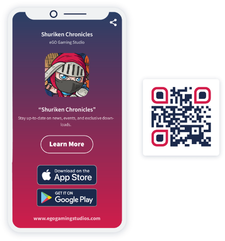 An App Store QR Code landing page example with links to download app from multiple app stores