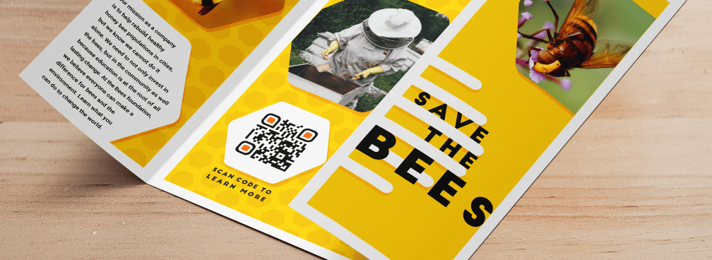 QR Code idea on a brochure for a nonprofit