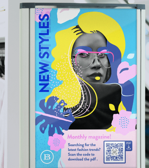 An invitation card from a retail store with a QR Code that offers a discount coupon when scanned.