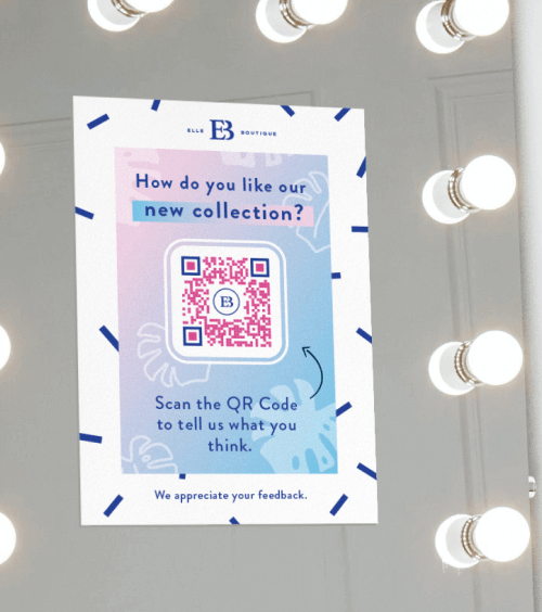 A magazine advertisement of a retail store with a QR Code that redirects users to view the latest fashion collection in a gallery of images.