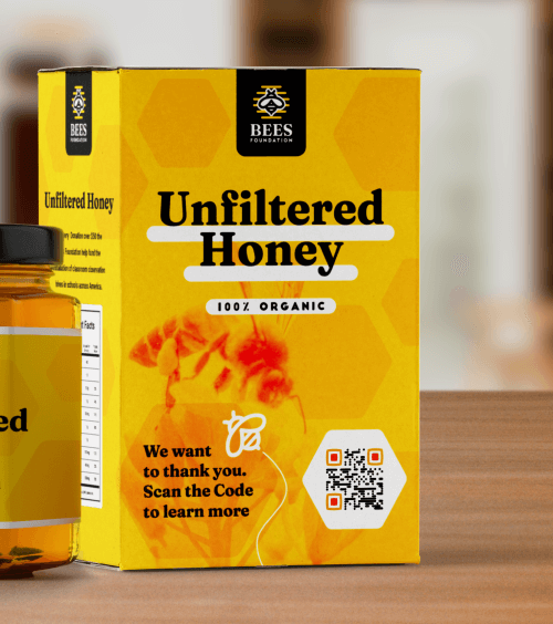 A product packaging with a QR Code that redirects users to a video playlist from a non-profit organization.