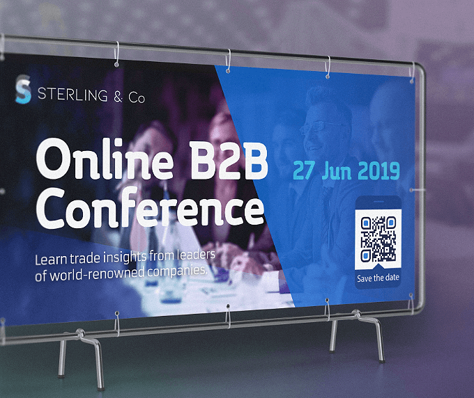 A B2B conference billboard with a QR Code that lets customers save event details to their smartphone calendars.
