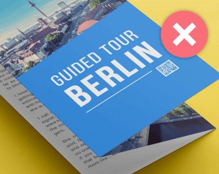 What not to do when designing a QR Code for smaller marketing materials.