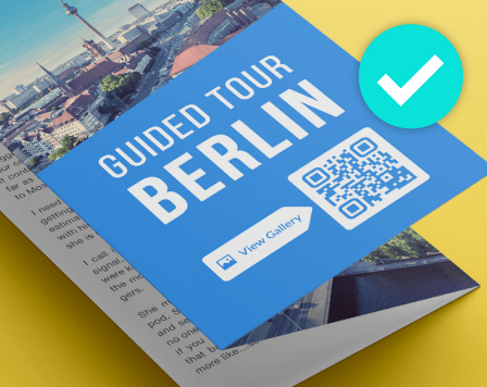 Example of a smaller sized QR Code on a brochure.