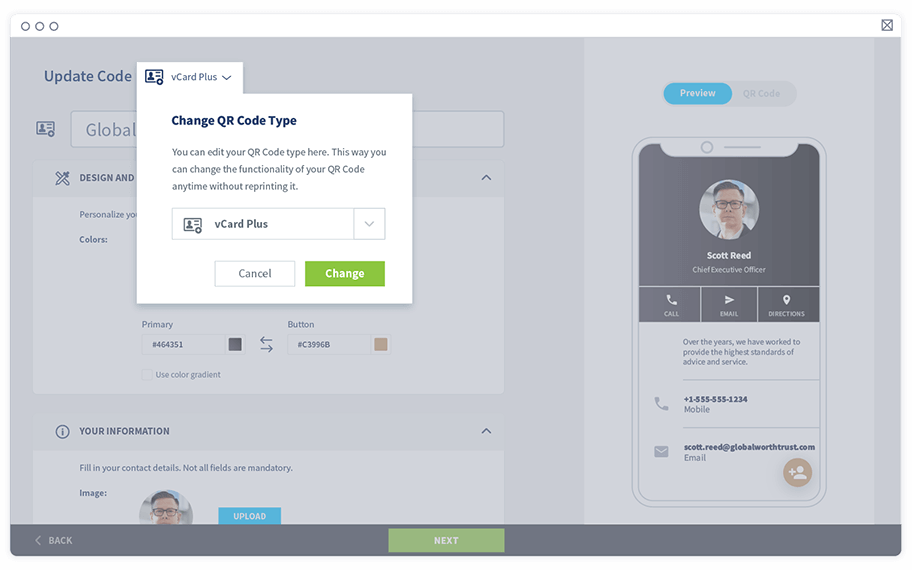 A guide on how to edit the QR Code type.