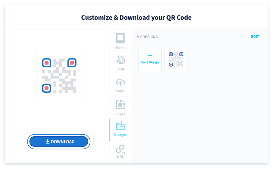 Select the Download button to download your QR Code file in PNG format automatically. You can use this file format on any design to add your QR Code