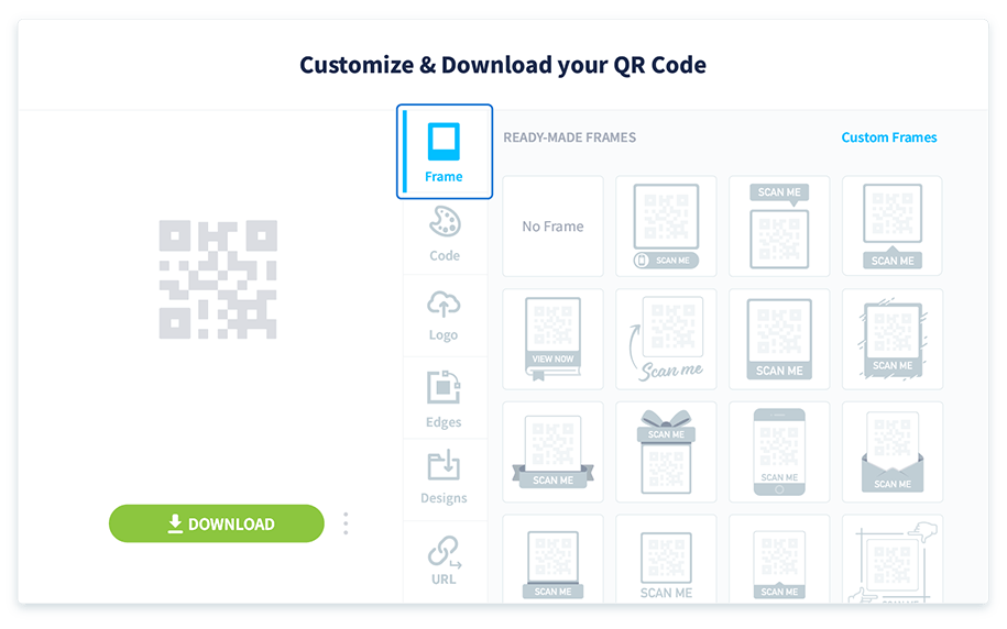On the customization page, you’ll see options for frames, patterns, colors, and images.