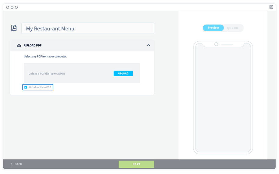 Select Link directly to PDF if you don't want to have a cover page