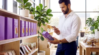 A purple package of a dark chocolate hazelnut bar with a QR Code printed on it.