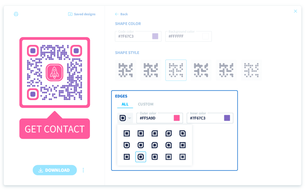 You can choose to add a logo in the center of your QR Code