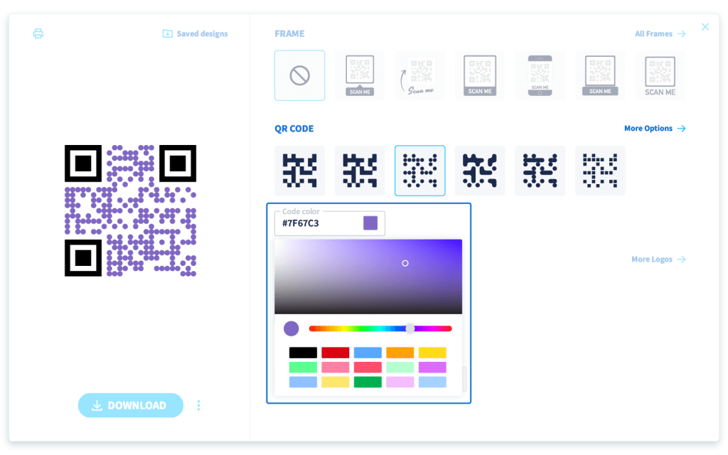 Next, customize the QR Code with your own colors