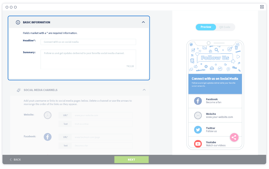 Fill in your headline and about us information