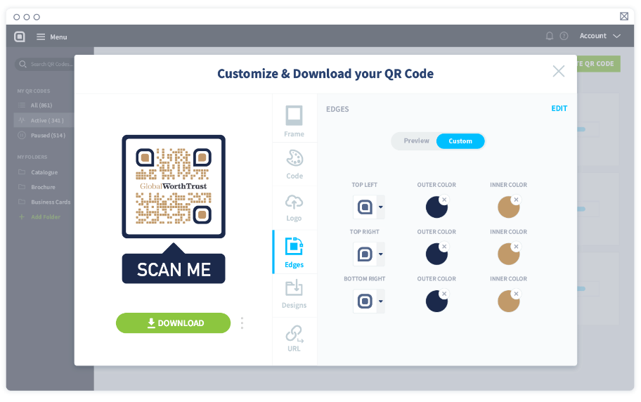 Select the edge type and color