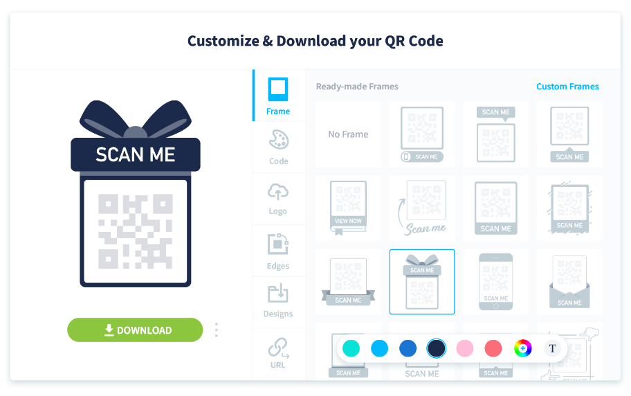 QR Code Generator PRO software enables QR Code color and style customization