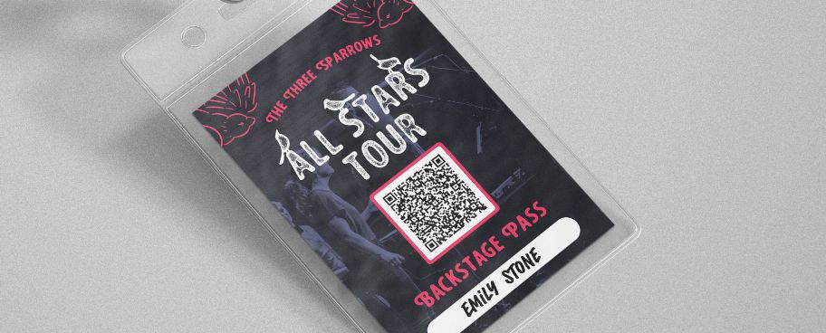 Sample of a backstage pass with a QR Code